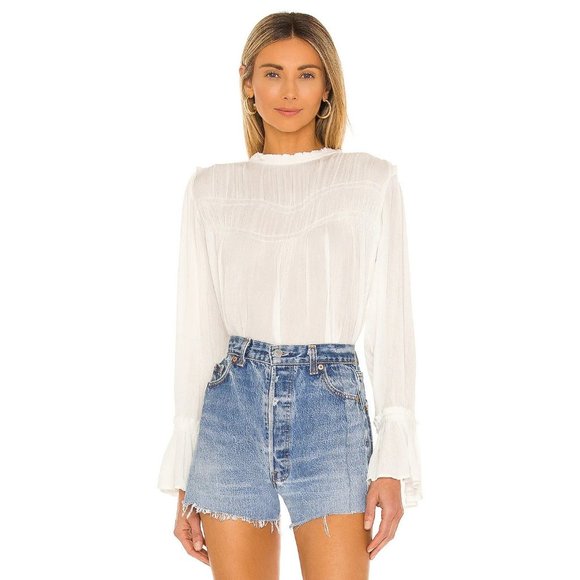 FREE PEOPLE Kelsey Flare Sleeve Blouse White - XS NWT - Picture 3 of 7